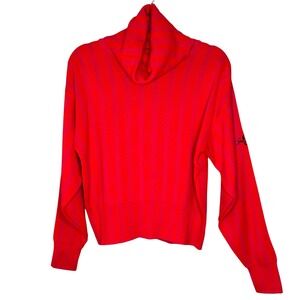 Obermeyer Sport Jailbird Red Pink‎ Striped Wool Blend Turtleneck Sweater M
